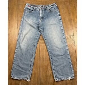 Worn Addictive Jeans Men's 36x30 Blue Denim Straight Leg Distressed‎ Hem